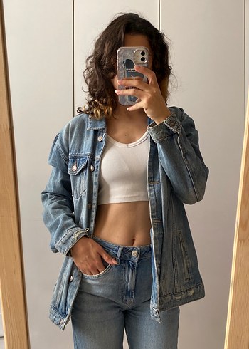 Kadın Mavi Denim Ceket - Görsel 2