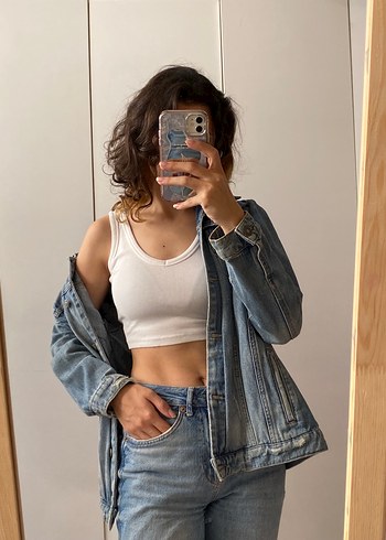 Kadın Mavi Denim Ceket - Görsel 3