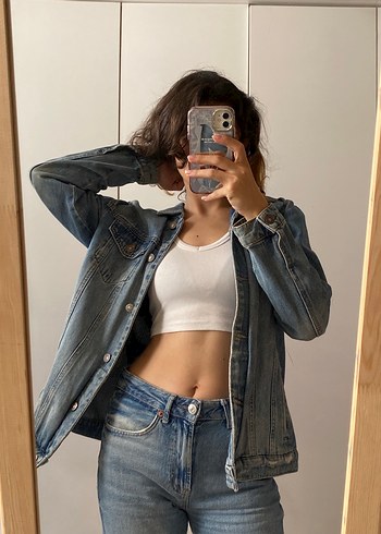 Kadın Mavi Denim Ceket - Görsel 4