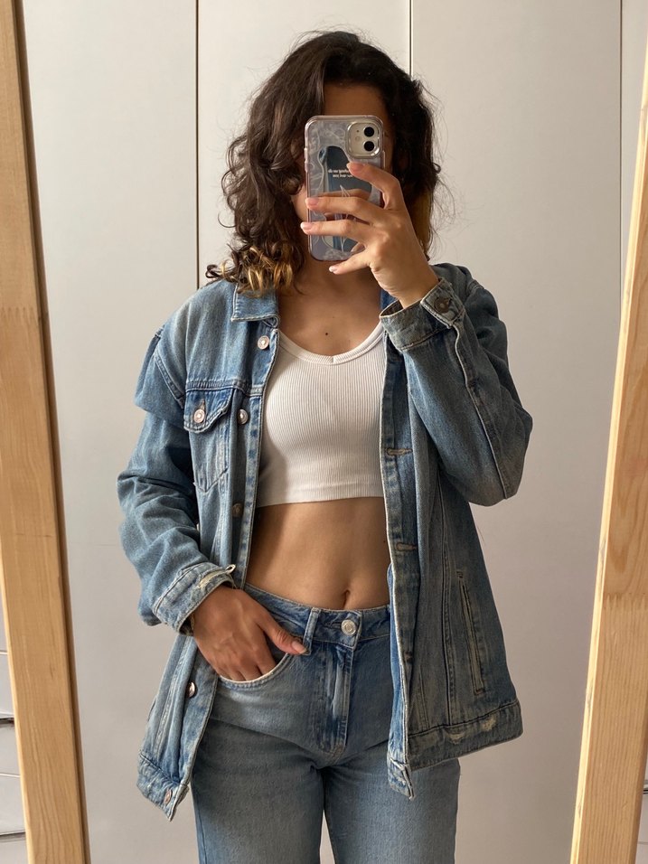 Kadın Mavi Denim Ceket - Görsel 2