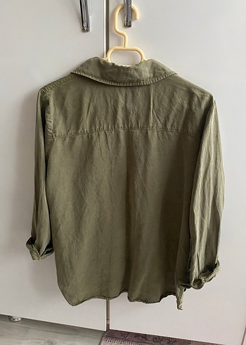 Haki Kadın Denim Gömlek - Görsel 6