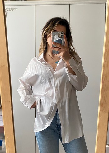 Beyaz Oversize Gömlek - Görsel 3