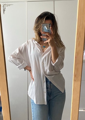 Beyaz Oversize Gömlek - Ana görsel