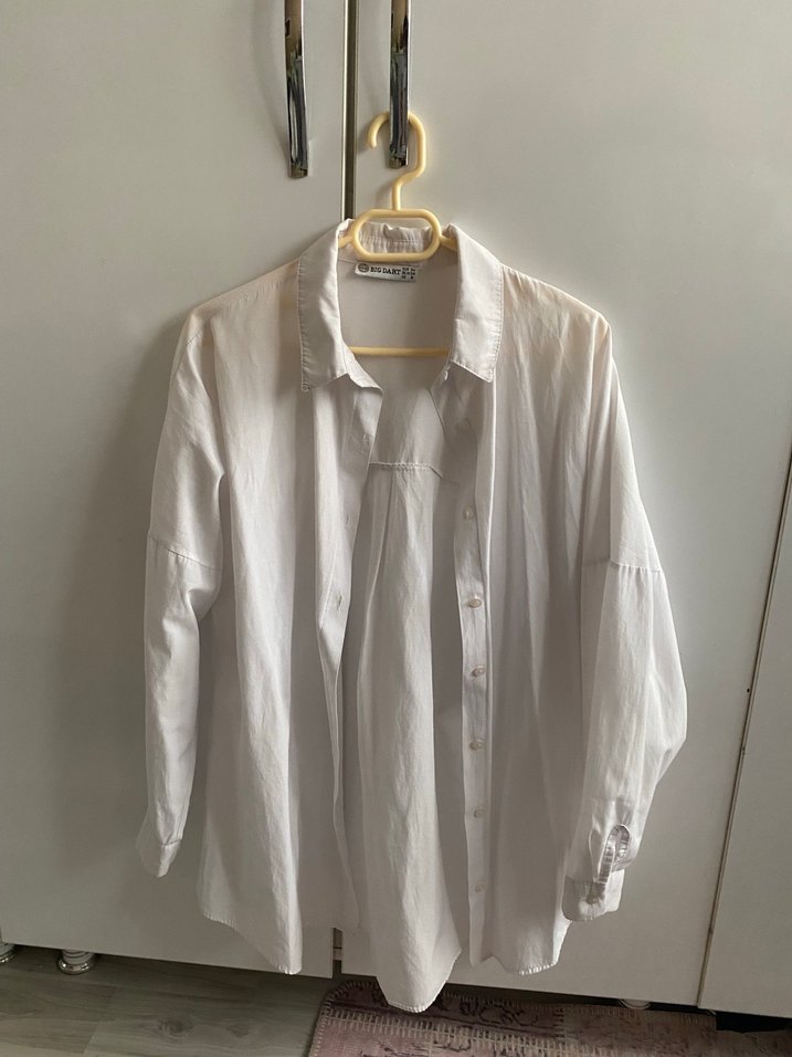 Beyaz Oversize Gömlek - Görsel 4