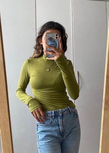 Yeşil Balıkçı Yaka İnce Bluz - Görsel 2