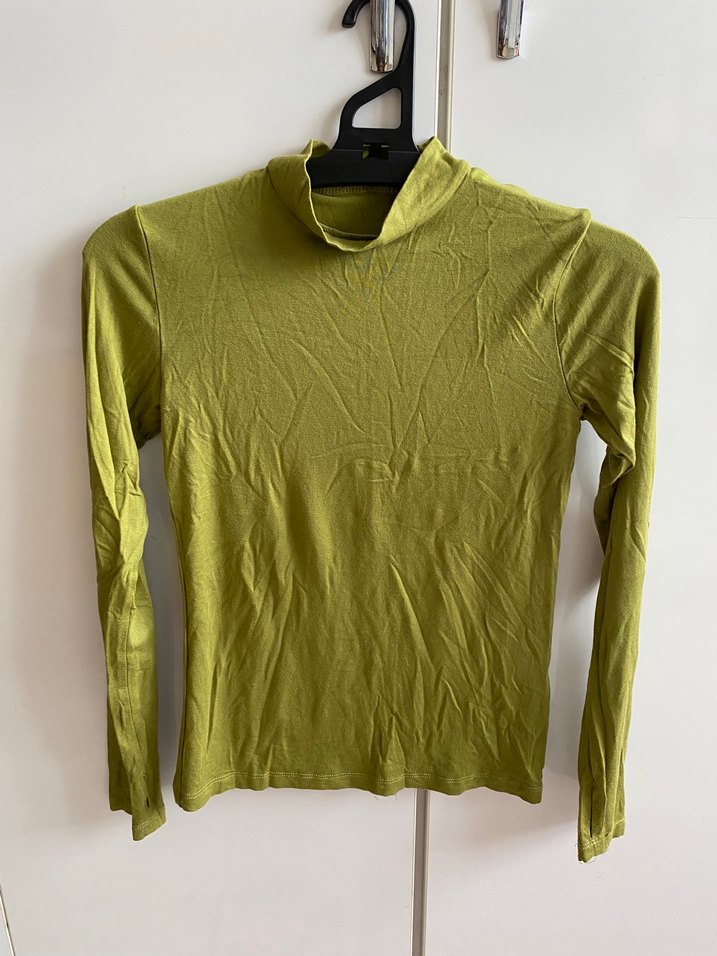 Yeşil Balıkçı Yaka İnce Bluz - Görsel 3