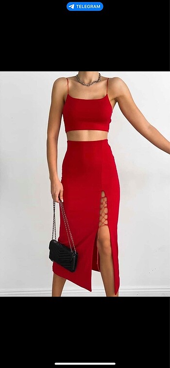 İkili crop etek takım