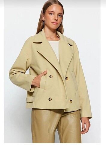 Mint Oversize Kaşe Kaban