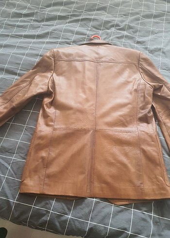 Düğmeli Kahverengi Deri Kadın Ceket - Görsel 2