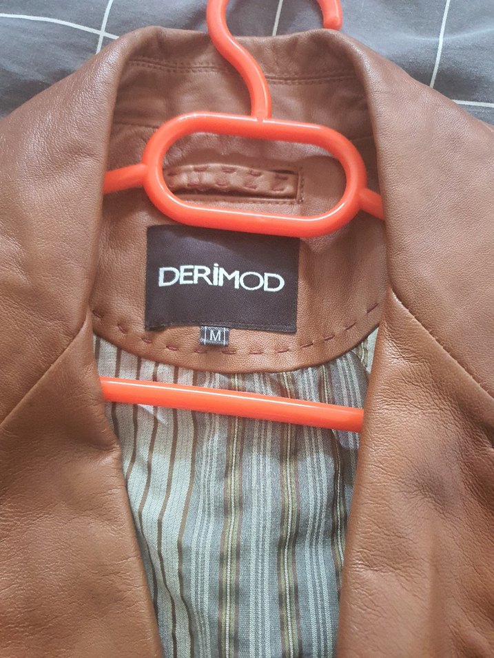 Düğmeli Kahverengi Deri Kadın Ceket - Görsel 3