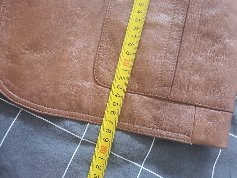 Düğmeli Kahverengi Deri Kadın Ceket - Görsel 4