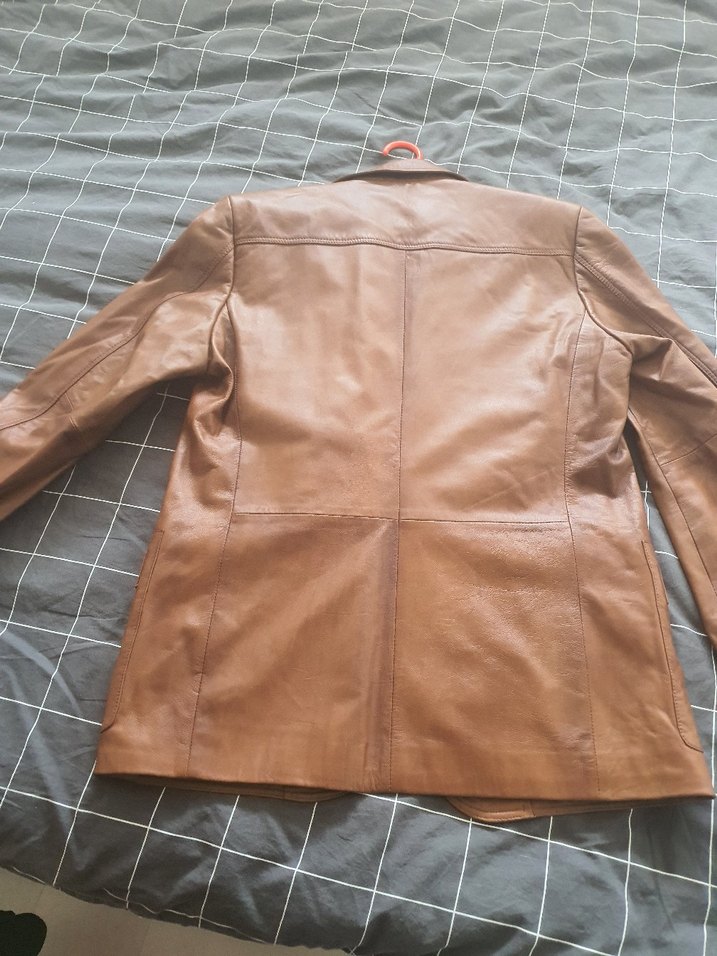 Düğmeli Kahverengi Deri Kadın Ceket - Görsel 2