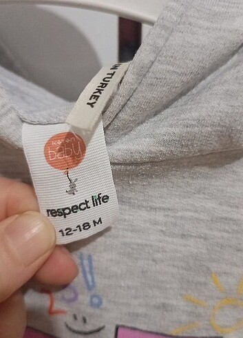 12-18 Ay Beden gri Renk Koton baby sweatshirt 