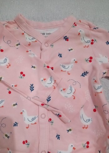LC Waikiki Pembe Desenli Bebek Kız Tulum, çıt çıtçıtı