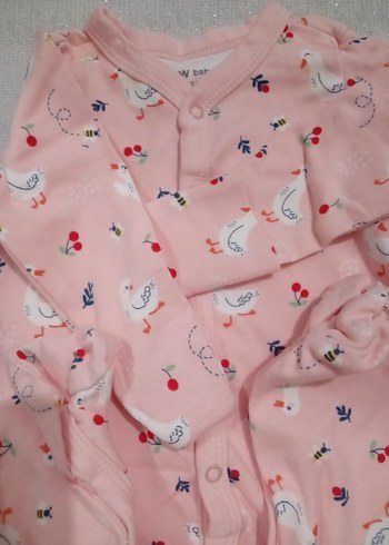 Pembe Desenli Bebek Kız Tulum, çıt çıtçıtı