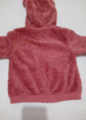 18-24 Ay Beden bordo Renk Kız Çocuk Bordo Kapüşonlu Peluş Ceket