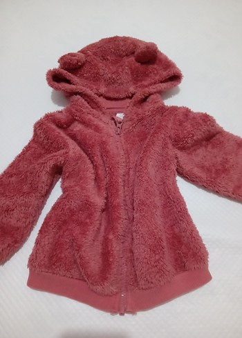 LC Waikiki Kız Çocuk Bordo Kapüşonlu Peluş Ceket
