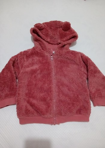 Kız Çocuk Bordo Kapüşonlu Peluş Ceket