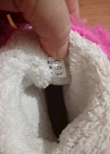 31 Beden pembe Renk Kız Çocuk Pembe Peluş Detaylı Baskılı Bot