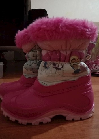 Kız Çocuk Pembe Peluş Detaylı Baskılı Bot