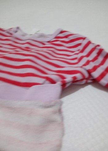 24-36 Ay Beden pembe Renk Kız Çocuk Pembe Çizgili Sweatshirt