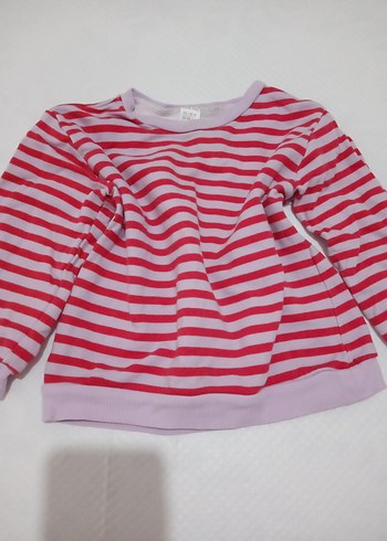 Kız Çocuk Pembe Çizgili Sweatshirt