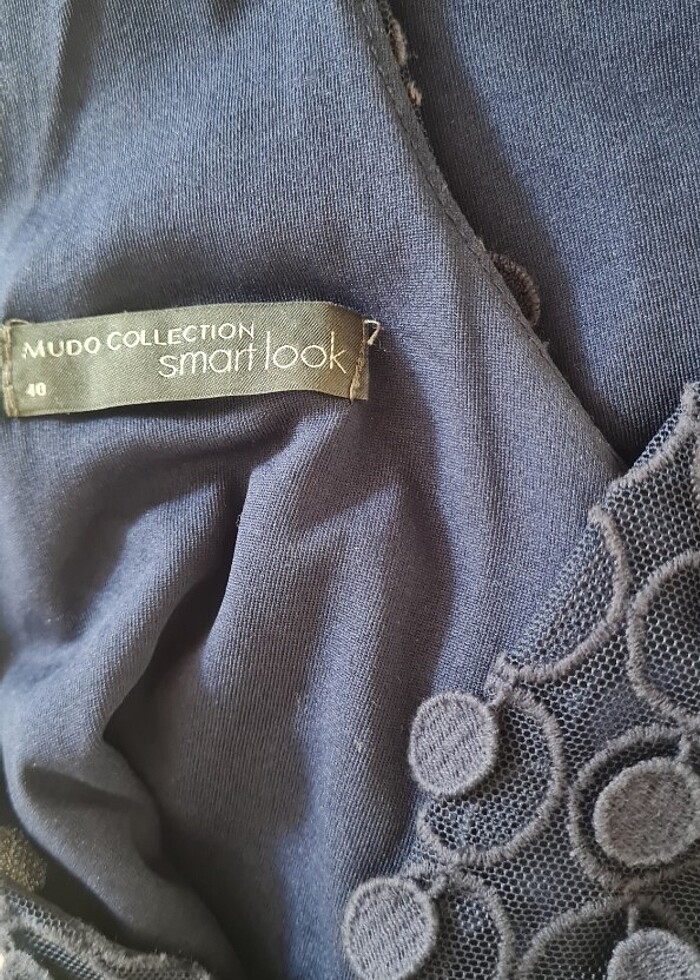 Mudo Collection Lacivert Desenli Elbise  L Beden - Görsel 3