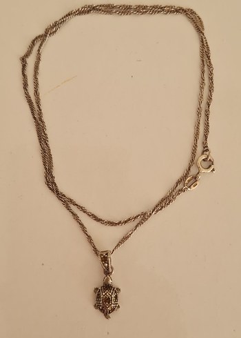  Beden 925 Ayar Gümüş Kaplumbağa Kolye Zincir