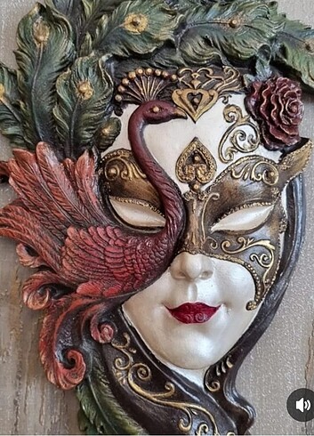 EL YAPIMI KUŞ VE MASKE TEMALI TABLO 