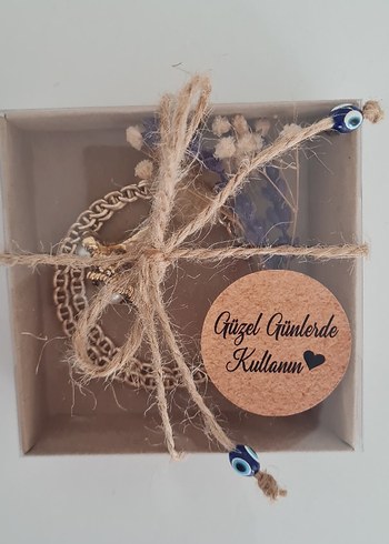 9x9 Hediye Kutusu | Küpe + İncili Yüzük  Sabun + Kuru Çiçek - Görsel 2