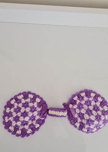 El Örgüsü Mor-Beyaz Tutacak Takımı 1li Set - Görsel 5