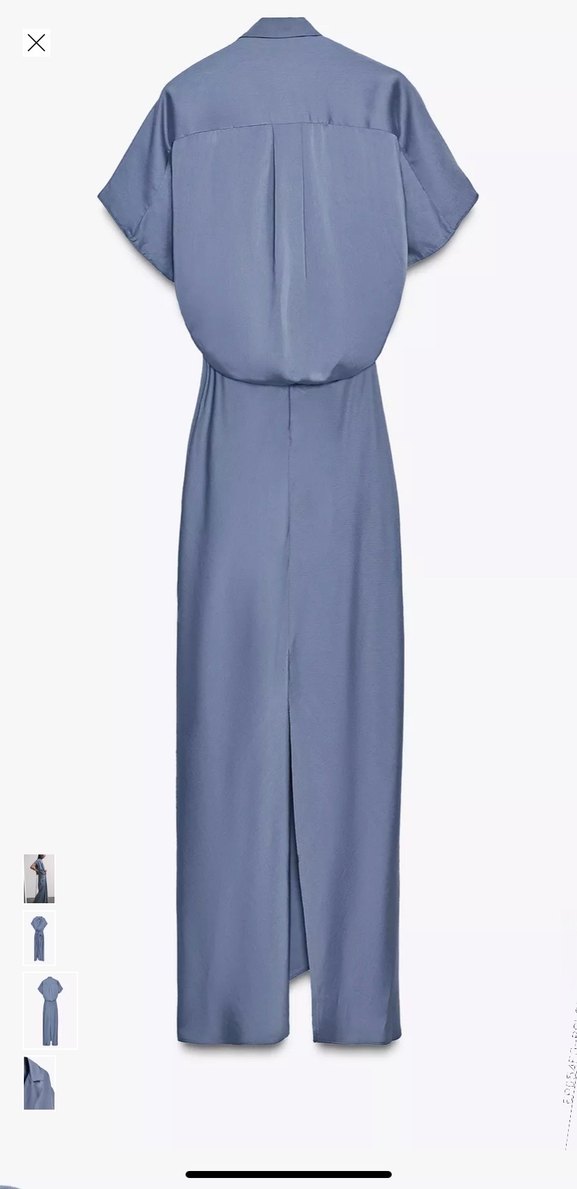 Gri V Yaka Drapeli Uzun Elbise - Görsel 5