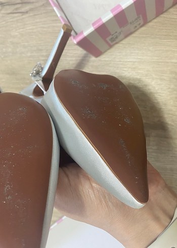 Beyaz İşlemeli Saten Yüksek Topuklu Kadın Abiye Ayakkabı - Görsel 6