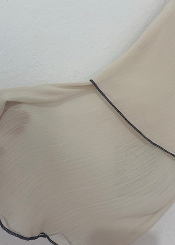 Bej V Yakalı Fırfırlı şifon Tulum - Görsel 4