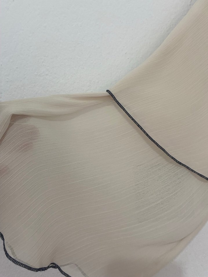 Bej V Yakalı Fırfırlı şifon Tulum - Görsel 4