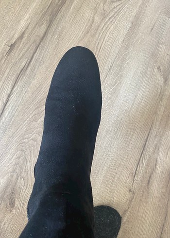 Elle Siyah Süet Topuklu Dizüstü Kadın Çizme - Görsel 5