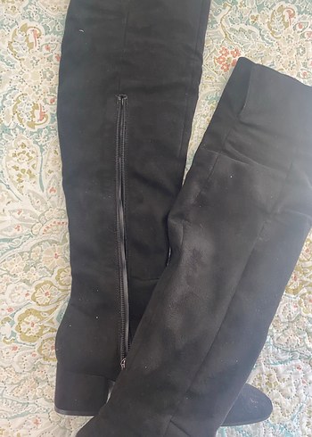 Elle Siyah Süet Topuklu Dizüstü Kadın Çizme - Görsel 3