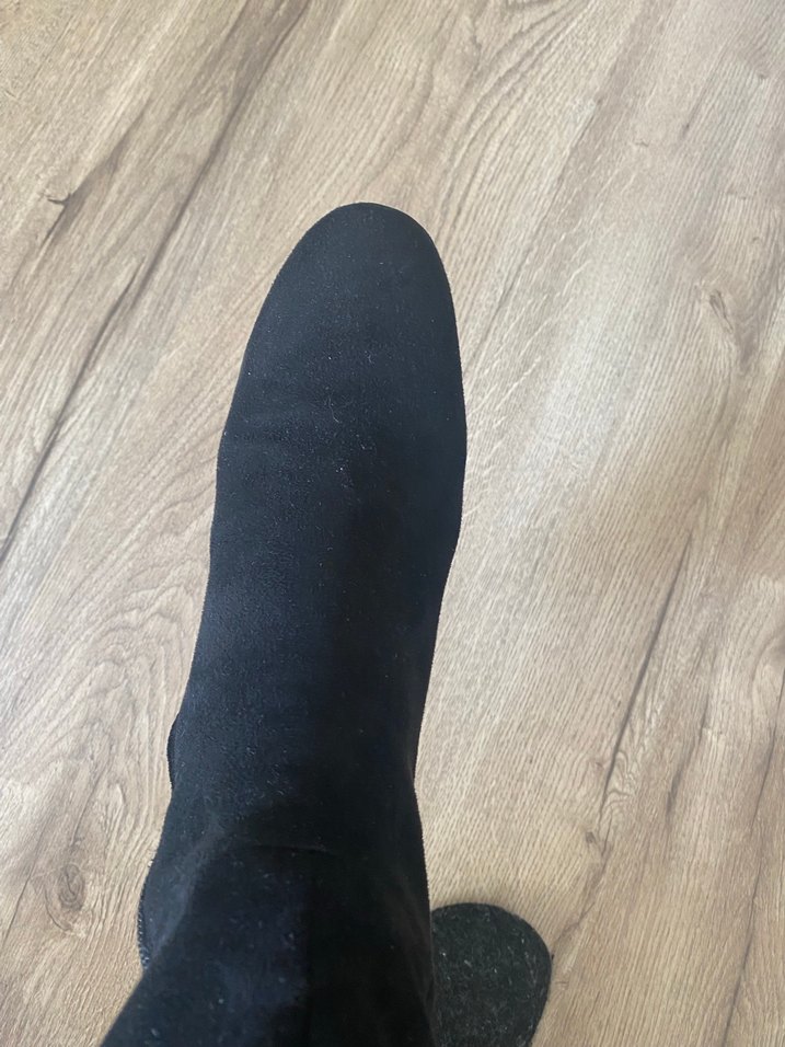 Elle Siyah Süet Topuklu Dizüstü Kadın Çizme - Görsel 5