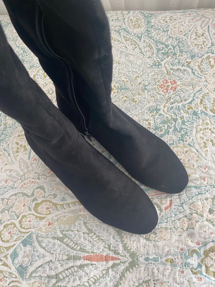 Elle Siyah Süet Topuklu Dizüstü Kadın Çizme - Görsel 2