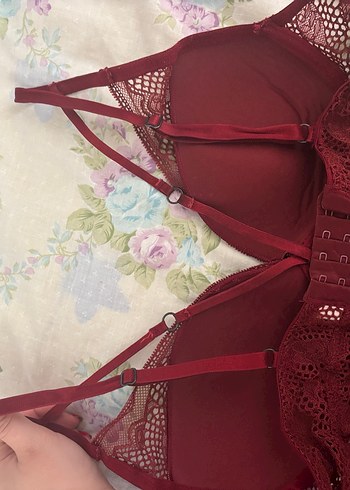 Bordo Bohem Dantel Bralet - Görsel 2