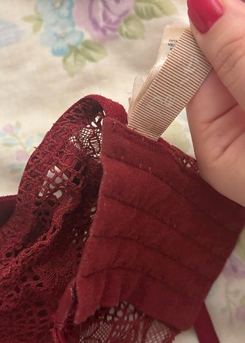 Bordo Bohem Dantel Bralet - Görsel 3