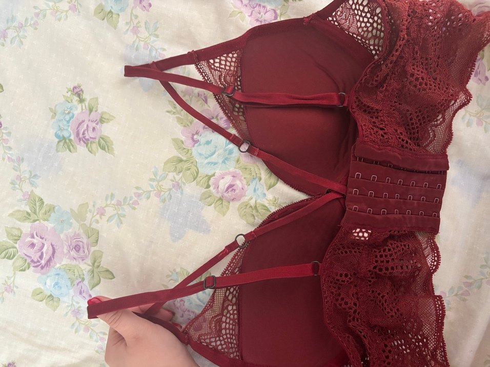 Bordo Bohem Dantel Bralet - Görsel 2