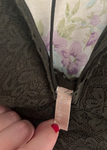 Haki yeşil Dantel Bohem Bralet - Görsel 3