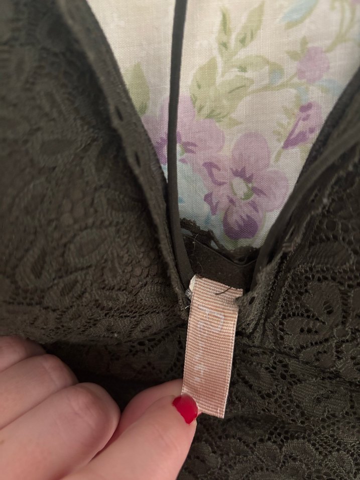 Haki yeşil Dantel Bohem Bralet - Görsel 3