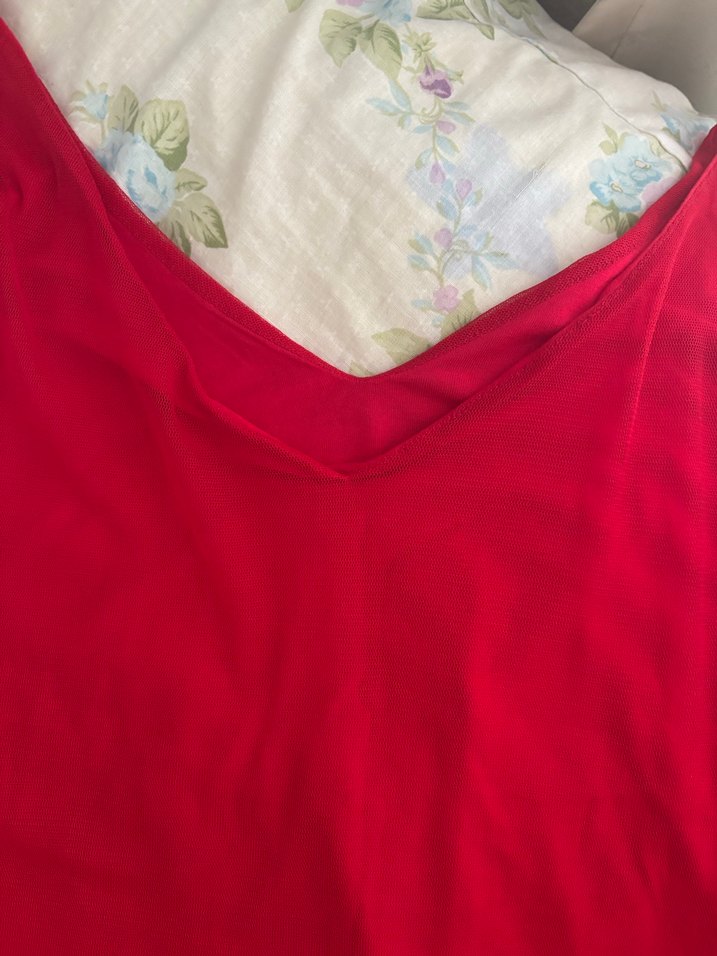 Kırmızı Drapeli Kalın Askılı Bluz - Görsel 2