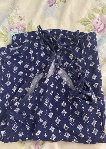 Dantel Detaylı Mavi Bohem Bluz - Görsel 4