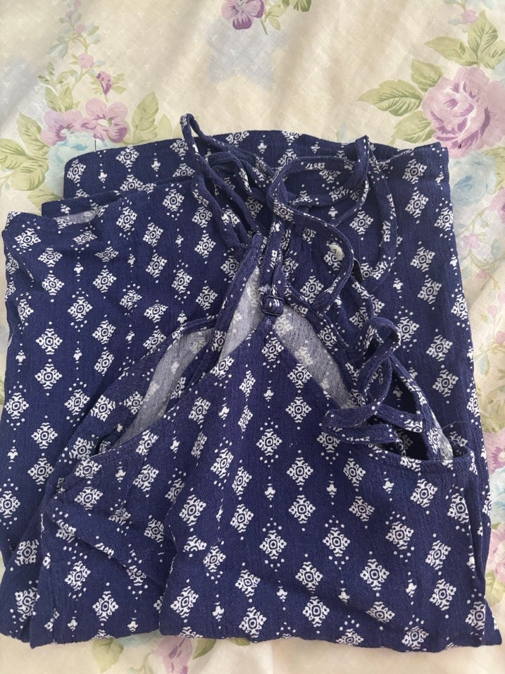 Dantel Detaylı Mavi Bohem Bluz - Görsel 4