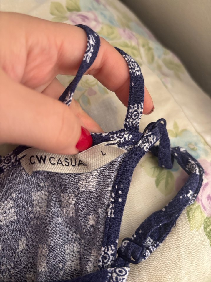 Dantel Detaylı Mavi Bohem Bluz - Görsel 2