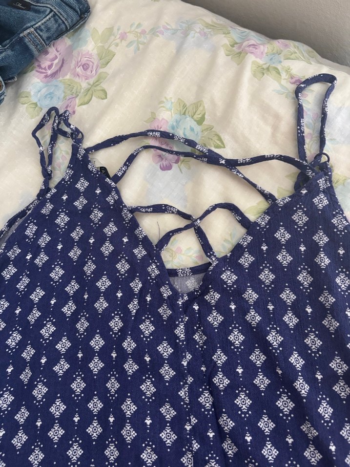 Dantel Detaylı Mavi Bohem Bluz - Görsel 3