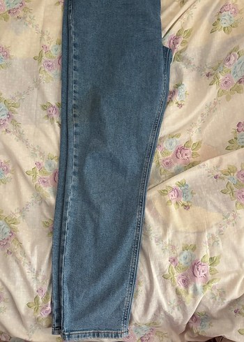 Düğmeli Mavi Kadın Denim Pantolon - Görsel 2